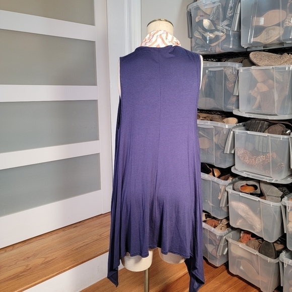 Game Day Girl Stuff Blue duster vest with orange - white stripes Size L - Picture 5 of 15